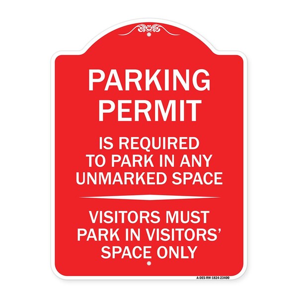 Parking Permit Is Required to Park in ANY Unmarked Space Visitors Must Park in Visito, RW-1824-23400